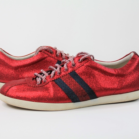 red glitter gucci shoes